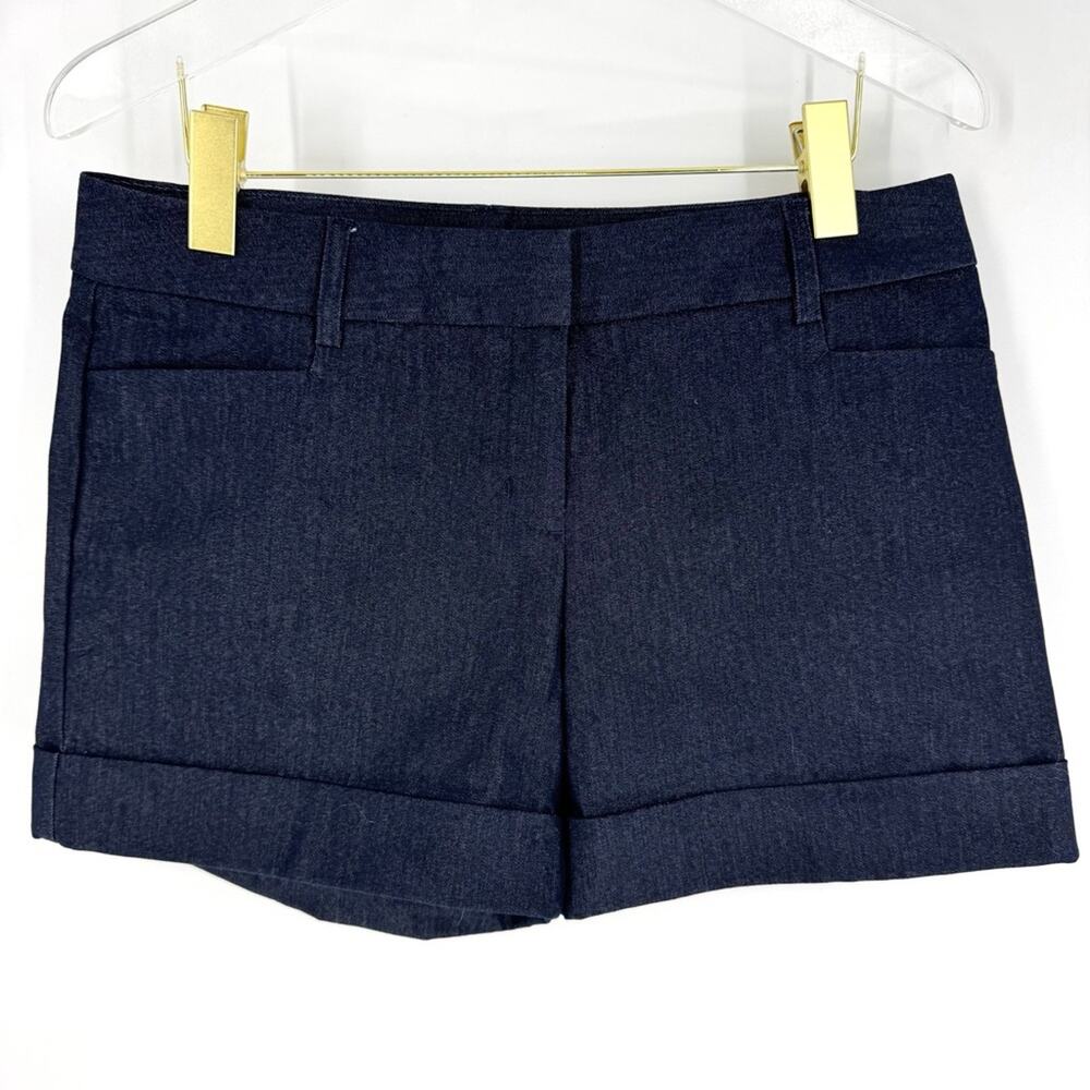 Express Stretch Twill Cuffed Shorts with Wide‎ Waistband Dark Navy Size 6